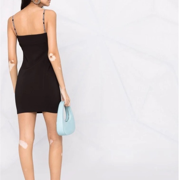 VERSACE JEANS V-Neck Mini Dress VERSACE WOMEN Logo straps mini dress Black - Picture 9 of 9